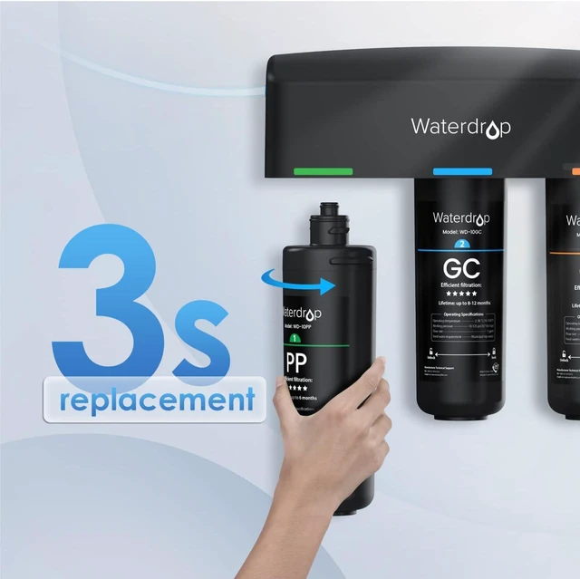 Alt view image 3 of 6 - Waterdrop WD-10PP Under Sink Water Filter, Replacement for Waterdrop TSA & TSB &TSB-CM 3-stage Under Sink Water Filter System