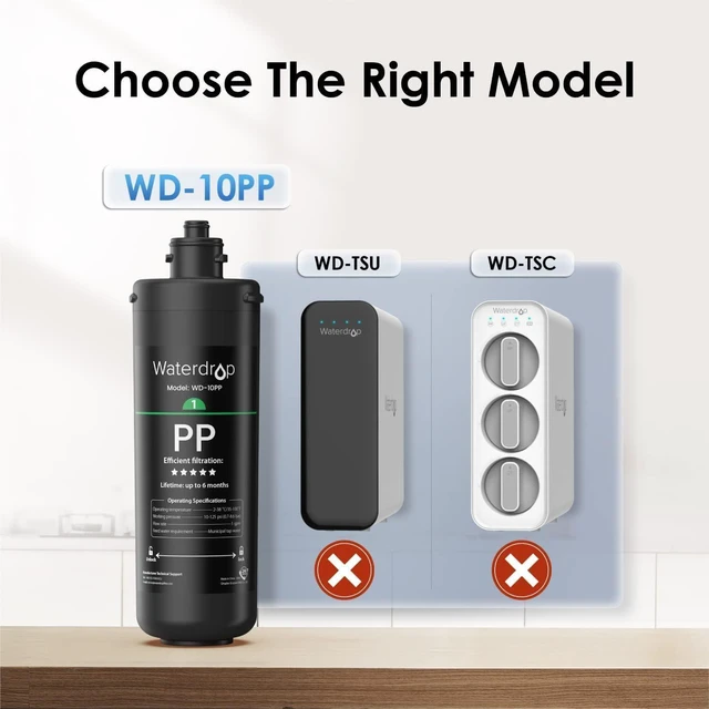 Alt view image 4 of 6 - Waterdrop WD-10PP Under Sink Water Filter, Replacement for Waterdrop TSA & TSB &TSB-CM 3-stage Under Sink Water Filter System