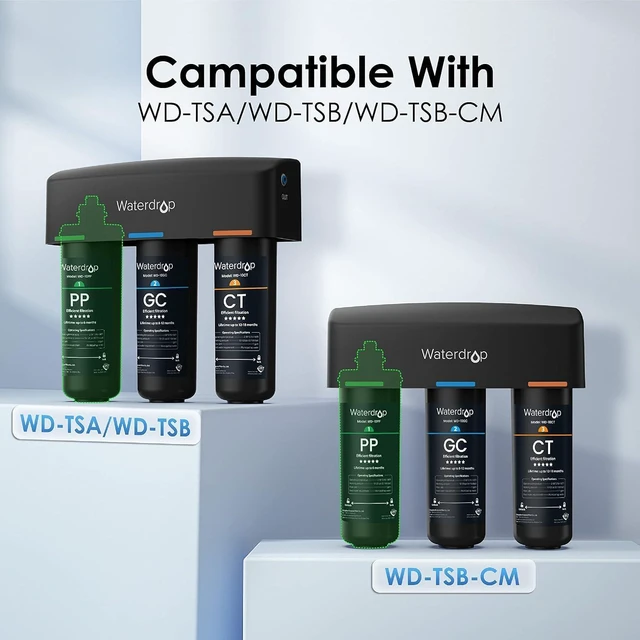 Alt view image 2 of 6 - Waterdrop WD-10PP Under Sink Water Filter, Replacement for Waterdrop TSA & TSB &TSB-CM 3-stage Under Sink Water Filter System