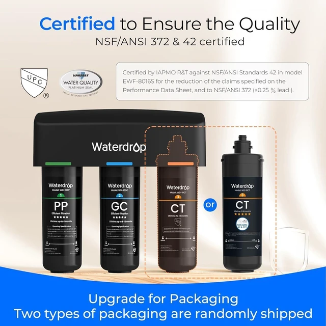 Alt view image 4 of 7 - Waterdrop TSA 8 Layer Under Sink Water Filter System, Under Sink Water Filtration System, Reduces PFAS, PFOA/PFOS, Fluoride, Chlorine, Bad Taste & Odor, NSF/ANSI 42 Certified Element, USA Tech