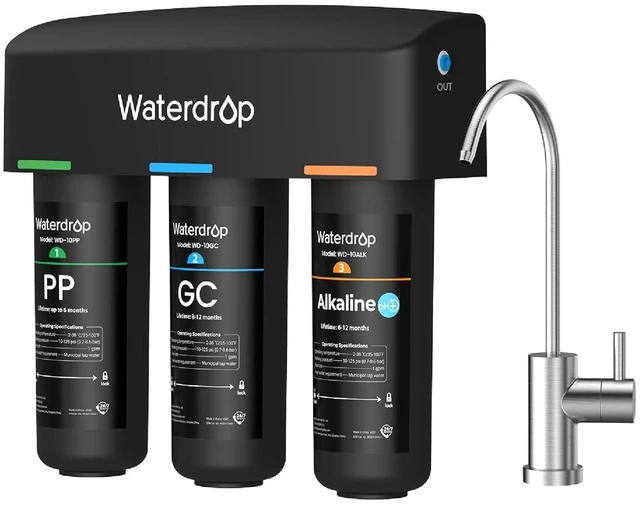 Main image of Waterdrop TSB-ALK 8 Layer High Capacity Slightly Alkaline Under Sink Water Filter, Reduces PFAS, PFOA/PFOS, Fluoride, Chlorine, Bad Taste & Odor, with Dedicated Faucet, Under Sink Water Filter