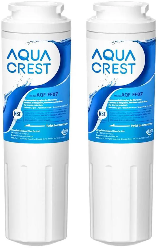 Main image of 2 Pack AQUA CREST UKF8001 Refrigerator Water Filter, Replacement for EveryDrop Filter 4, Maytag UKF8001P, Whirlpool UKF8001AXX-750, UKF8001AXX, 4396395, 469006, EDR4RXD1