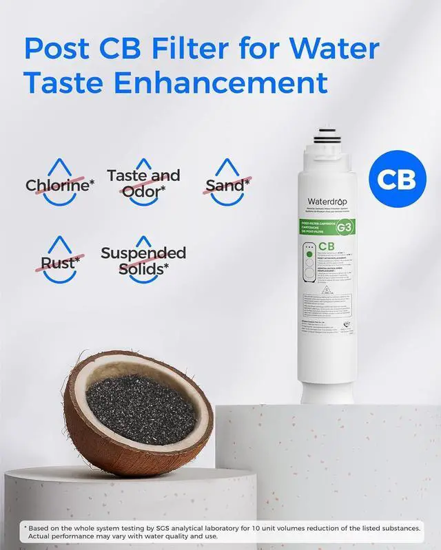 Alt view image 3 of 7 - Waterdrop G3P600-CFCBRO Filter, Replacement for Waterdrop G3P600 Reverse Osmosis System, Pack of 1 G3-N1CF, 1 G3-N3CB, and 1 G3P600-RO Set Filter