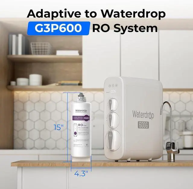 Alt view image 5 of 7 - Waterdrop G3P600-CFCBRO Filter, Replacement for Waterdrop G3P600 Reverse Osmosis System, Pack of 1 G3-N1CF, 1 G3-N3CB, and 1 G3P600-RO Set Filter