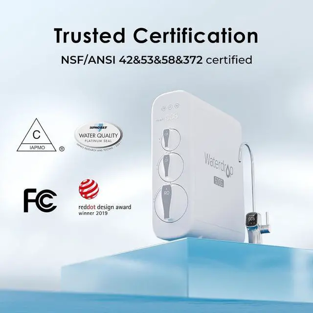 Alt view image 2 of 7 - Waterdrop G3P600 Reverse Osmosis System, 8 Stage Tankless Reverse Osmosis Water Filter, NSF/ANSI 42 & 53 & 58 & 372 Certified, Under Sink RO System, 2:1 Pure to Drain, Smart LED Faucet