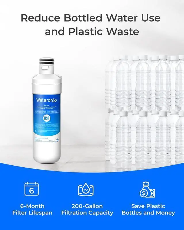 Alt view image 6 of 7 - Waterdrop LT1000PC ADQ747935 Refrigerator Water Filter and Air Filter, Replacement for LG® LT1000P®, LMXS28626S, LFXS26973S, LFXS26596S, LFXS28596S, ADQ74793501, ADQ74793502 and LT120F®