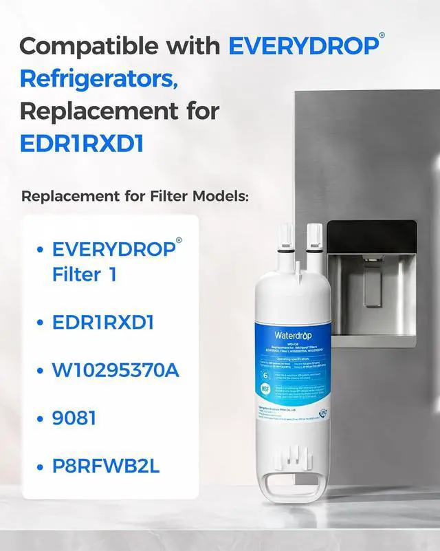 Alt view image 7 of 7 - Waterdrop EDR1RXD1 Replacement for Everydrop® Filter 1,W10295370A, EDR1RXD1B, P8RFWB2L, P4RFWB, Kenmore® 46-9081, 46-9930, WD-F38 Refrigerator Water Filter 3