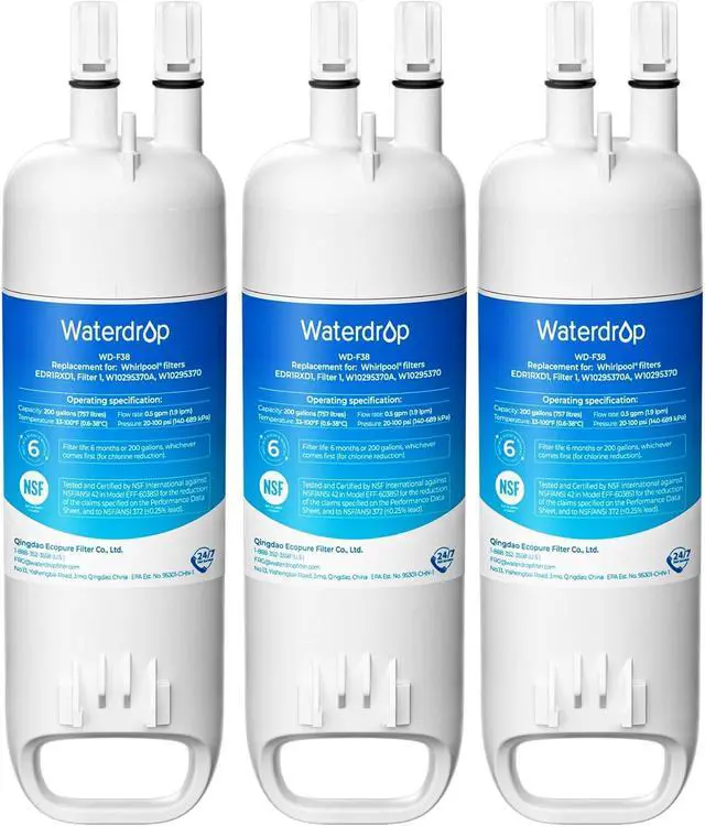 Main image of Waterdrop EDR1RXD1 Replacement for Everydrop® Filter 1,W10295370A, EDR1RXD1B, P8RFWB2L, P4RFWB, Kenmore® 46-9081, 46-9930, WD-F38 Refrigerator Water Filter 3