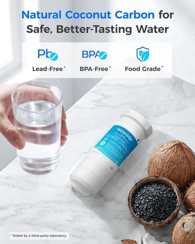 Alt view image 4 of 7 - Waterdrop XWF Refrigerator Water Filter, Replacement for GE® XWF, WR17X30702, NSF 42 & 372 Certified, Compatible with GE® GNE27, GFE26, GDE25, GSS25, PSE25 Series Refrigerators
