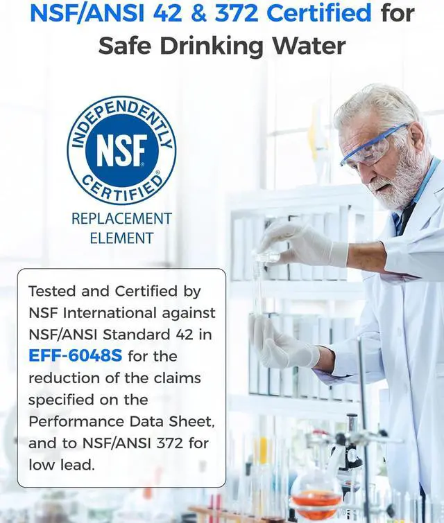 Alt view image 5 of 7 - Waterdrop XWF Refrigerator Water Filter, Replacement for GE® XWF, WR17X30702, NSF 42 & 372 Certified, Compatible with GE® GNE27, GFE26, GDE25, GSS25, PSE25 Series Refrigerators
