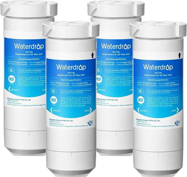 Main image of Waterdrop XWF Refrigerator Water Filter, Replacement for GE® XWF, WR17X30702, NSF 42 & 372 Certified, Compatible with GE® GNE27, GFE26, GDE25, GSS25, PSE25 Series Refrigerators 4