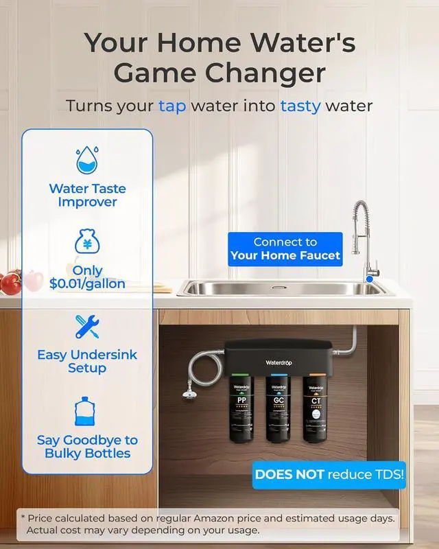 Alt view image 5 of 7 - Waterdrop TSA 8 Layer Under Sink Water Filter System, Under Sink Water Filtration System, Reduces PFAS, PFOA/PFOS, Refurbished