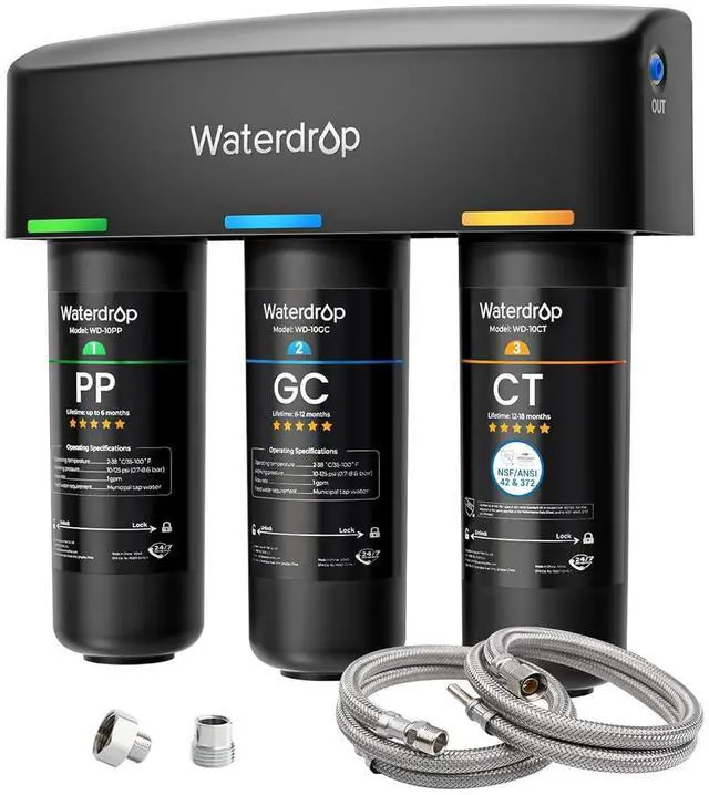 Main image of Waterdrop TSA 8 Layer Under Sink Water Filter System, Under Sink Water Filtration System, Reduces PFAS, PFOA/PFOS, Refurbished