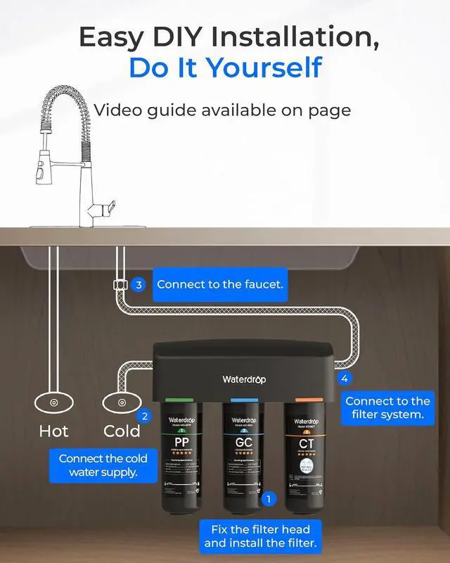 Alt view image 6 of 7 - Waterdrop TSA 8 Layer Under Sink Water Filter System, Under Sink Water Filtration System, Reduces PFAS, PFOA/PFOS, Refurbished