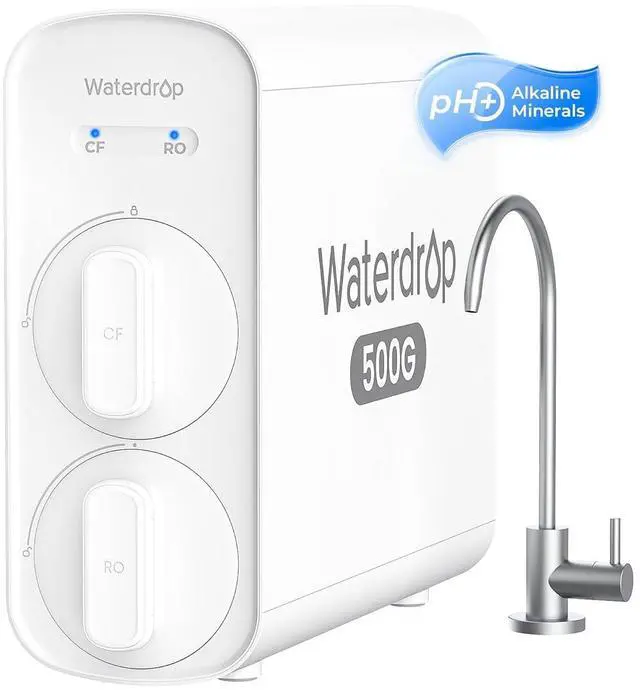 Main image of Waterdrop G5P500A Alkaline Mineral pH+ Reverse Osmosis Water Filter, NSF/ANSI 58 & 372 Certified, 8 Stage Reverse Osmosis System, 500G RO, Refurbished