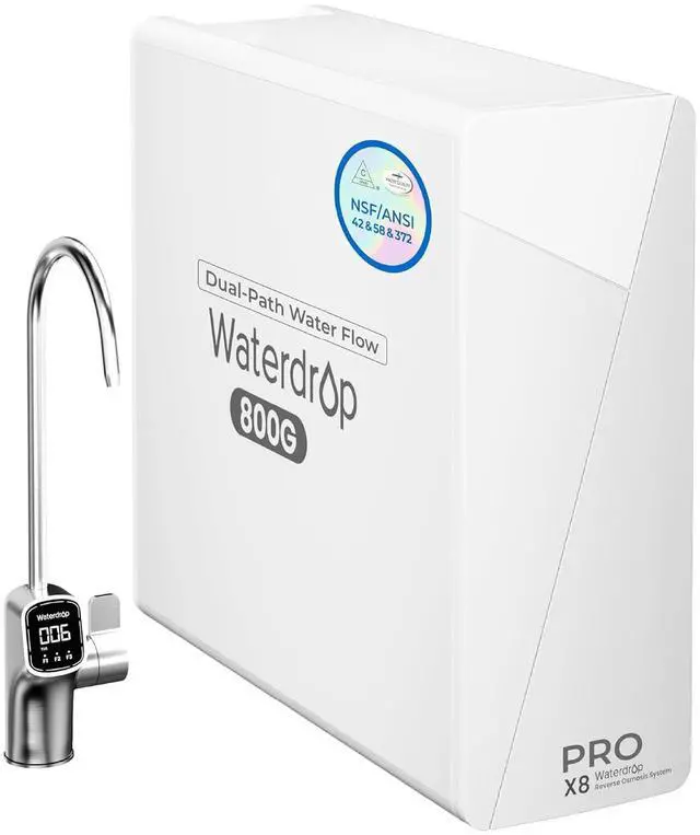 Main image of Waterdrop X8-PRO Dual Flow Reverse Osmosis Water Filter, 800 GPD Tankless RO System, 9-Stage Filtration, Refurbished