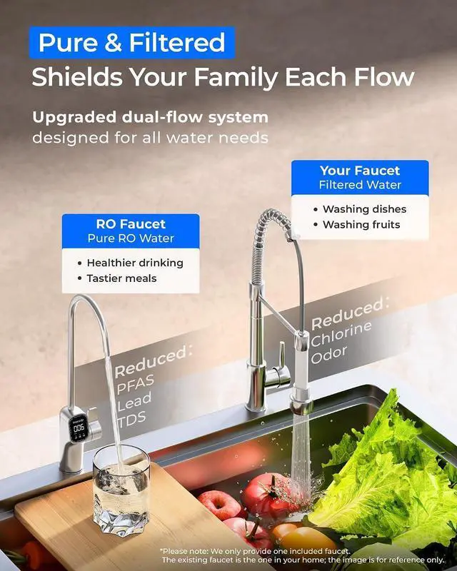 Alt view image 4 of 7 - Waterdrop X8-PRO Dual Flow Reverse Osmosis Water Filter, 800 GPD Tankless RO System, 9-Stage Filtration, Refurbished