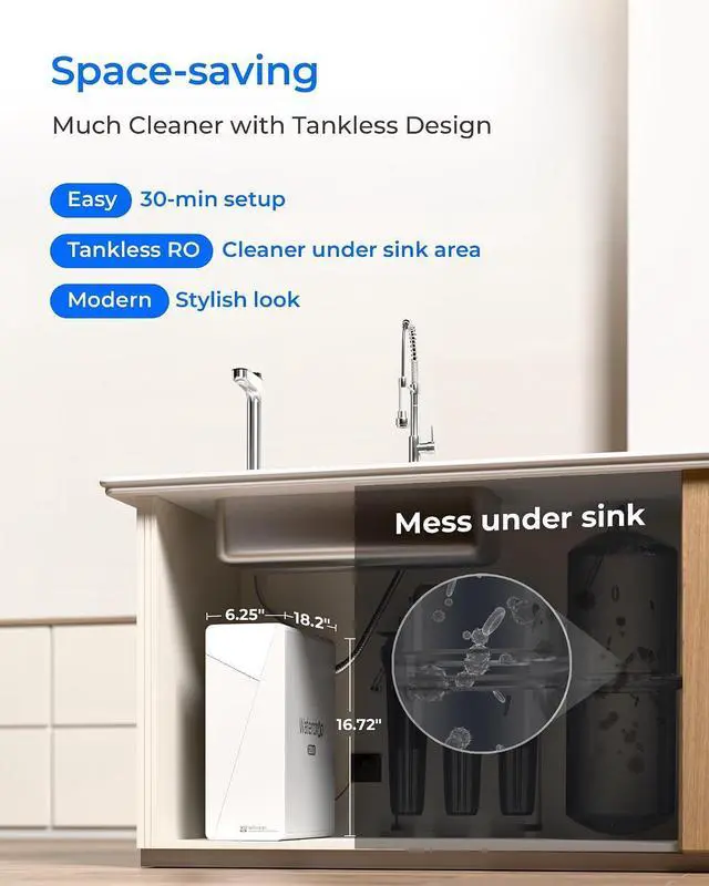 Alt view image 2 of 7 - Waterdrop X12-PRO Dual Flow Reverse Osmosis Water Filter, Alkaline Mineral, 1200 GPD Tankless RO System, 11-Stage RO Water Filter
