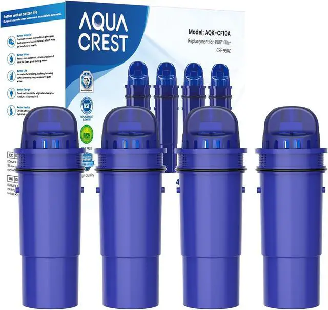 Main image of AQUA CREST CF10A Water Filter Replacement for Pur® Plus Pitcher Water Filter, CRF950Z, PPF951K, PPF900Z, PPT700, PPT111, CR1100, DS1800 and All Pur® Pitchers and Dispensers, NSF Certified, 4 Pack