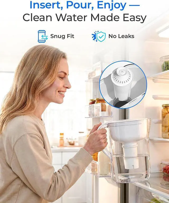 Alt view image 7 of 7 - Waterdrop Water Filter Replacement for Brita® Filters Classic OB03, 3 Pack | NSF Certified Pitcher Water Filter Compatible with Brita® Pitchers and Dispensers