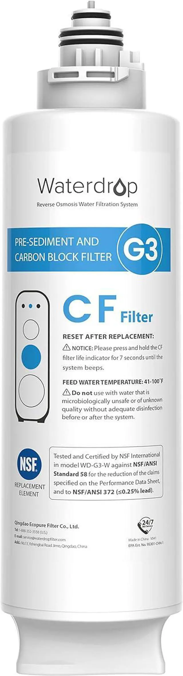 Main image of Waterdrop WD-G3-N1CF Filter, 6-month Lifetime,Replacement for Reverse Osmosis System