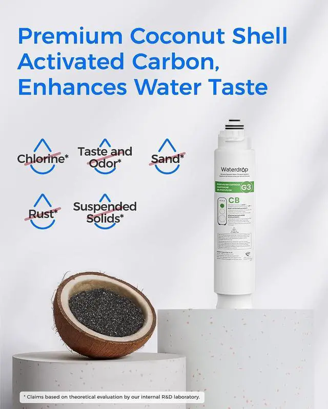 Alt view image 6 of 7 - Waterdrop WD-G3-N3CB Activated Carbon Block Filter, 1-year Lifetime, Replacement for G3-W & G3P600 & G3P800 RO System