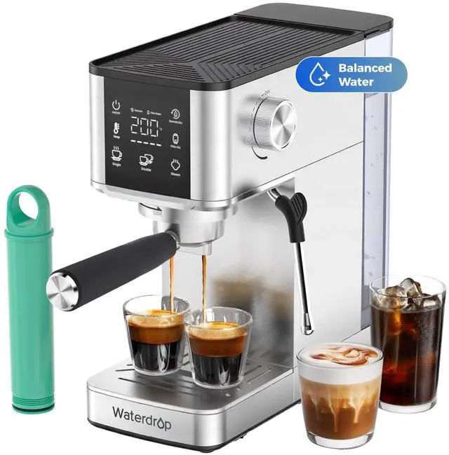 Main image of Waterdrop MC-02C Semi-Automatic Espresso Machine, 20 Bar Pressure with 40oz Water Tank, TDS Reduction Preserves Beneficial Minerals