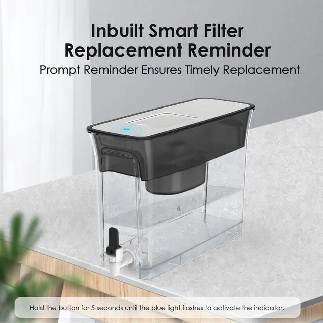 Alt view image 6 of 6 - Waterdrop WFD-40L Water Filter Dispenser, 35-Cup Capacity, Black, 200-Gallon Long-Life Water Filter Pitcher, Large Capacity, Reduces Chlorine, PFOA/PFOS and More