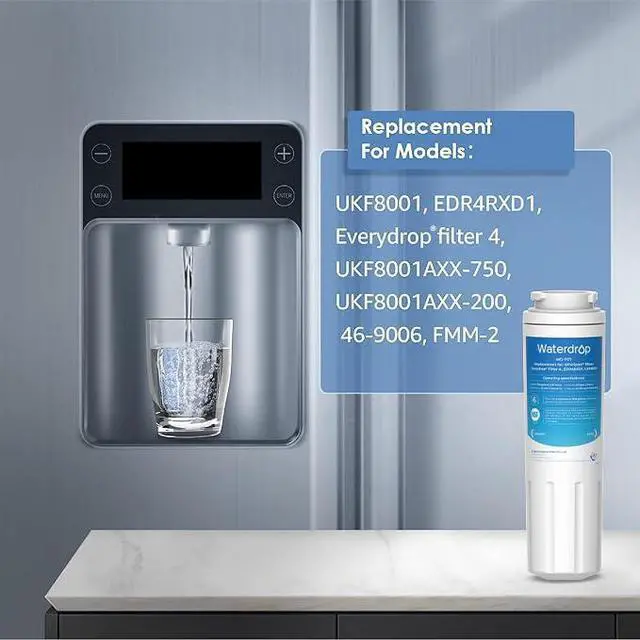 Alt view image 3 of 7 - Waterdrop UKF8001 Refrigerator Water Filter 4, 3 Pack, Replacement for Whirlpool® EDR4RXD1, EveryDrop® Filter 4, Maytag® UKF8001AXX-750
