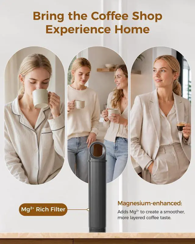 Alt view image 5 of 7 - Waterdrop MCF-52-CM Filter Replacement for MC-02-M Magnesium Enhanced Semi-Automatic Espresso Machine, Improves Water Quality for Richer, Fuller Coffee Flavor, 1 Pack