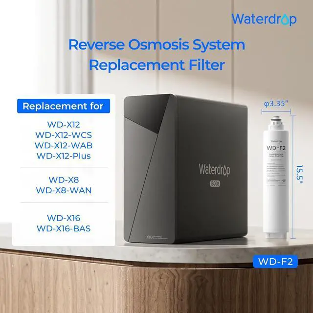 Alt view image 2 of 7 - Waterdrop F2 Filter, Replacement for X8/X12/X16 RO System, 6-Month Lifetime, Long Filter Lifespan, Enhanced Filtration, NOT for X8PRO & X12PRO