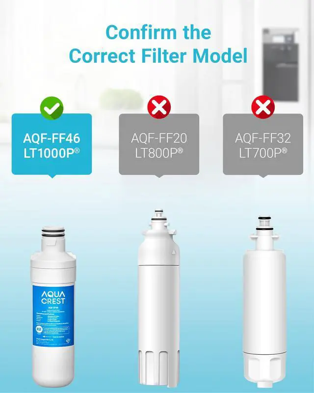 Alt view image 3 of 7 - AQUA CREST LT1000PC Refrigerator Water Filter and Air Filter, 3 Combo, Replacement for LG® LT1000P®, LT1000PC, LT1000PCS, ADQ74793501