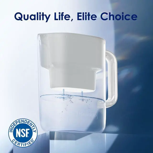 Alt view image 3 of 7 - Waterdrop PT-07W Water Filter Pitcher, 10-Cup, NSF Certified, White, 200-Gallon Long-Life Filter, Improves Coffee & Tea Taste, Reduces PFOA/PFOS and Chlorine, 5X Longer Filter Life