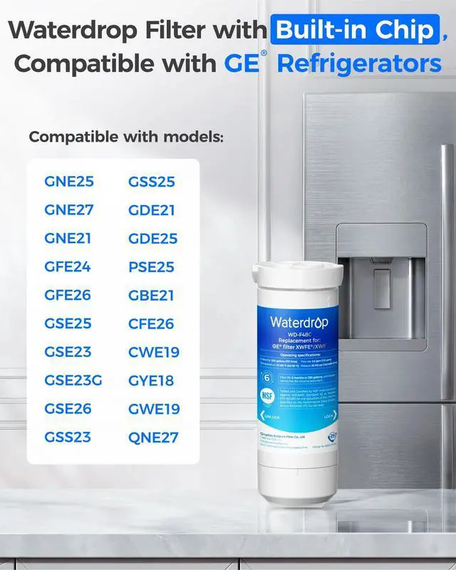 Alt view image 6 of 7 - Waterdrop XWFE® Water Filter, Replacement for GE® XWFE®, Built-in Chip