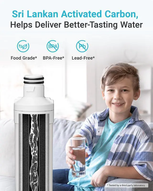 Alt view image 6 of 7 - AQUA CREST LT1000PC Refrigerator Water Filter and Air Filter, 3 Combo, Replacement for LG® LT1000P®, LT1000PC, LT1000PCS, ADQ74793501