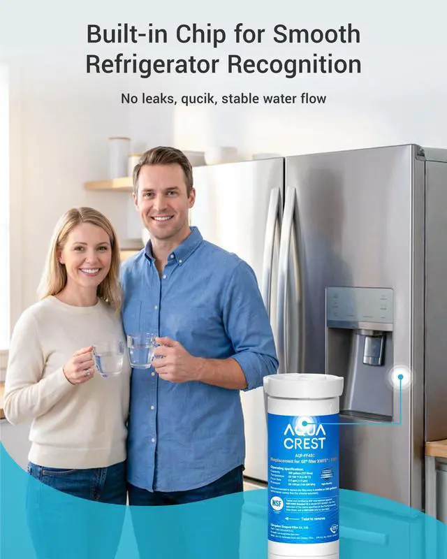 Alt view image 2 of 7 - AQUA CREST XWFE® Water Filter, Replacement for GE® XWFE®, Built-in Chip, Replacement for GE® XWF, Compatible with GNE27, GNE25, GNE21, GFE28