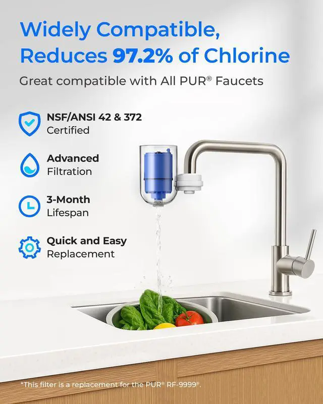 Alt view image 2 of 7 - Waterdrop Faucet Filter Replacement for PUR® Water Filter Replacement, Compatible with All PUR® Water Filter, PUR® PLUS RF9999® Faucet Water Filter