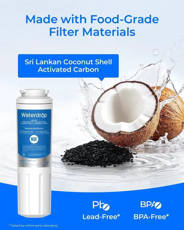 Alt view image 6 of 7 - Waterdrop EDR4RXD1 Water Filter Replacement for EveryDrop® Filter 4, 3 Pack, Replacement for Whirlpool® UKF8001, 4396395, Maytag® UKF8001AXX-200