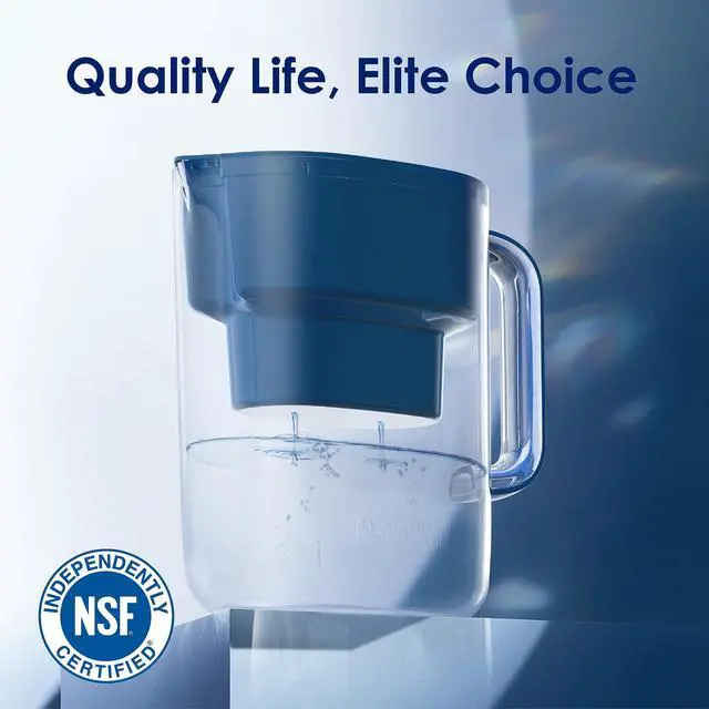 Alt view image 3 of 7 - Waterdrop PT-07C Water Filter Pitcher, 10-Cup, NSF Certified, Classic Blue,200-Gallon Long-Life Filter, Improves Coffee & Tea Taste, Reduces PFOA/PFOS and Chlorine