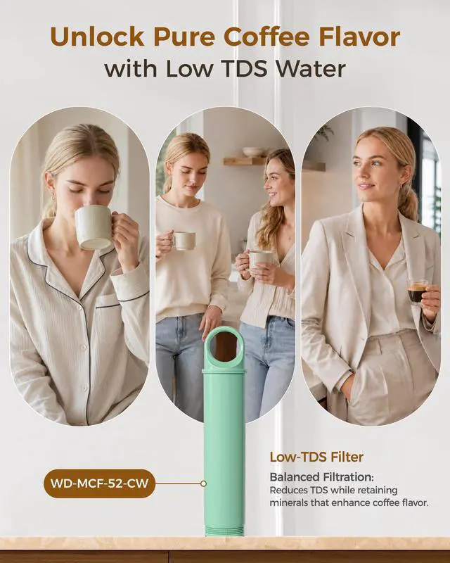 Alt view image 5 of 7 - Waterdrop MCF-52-CW Filter Replacement for MC-02-C TDS Reduction Semi-Automatic Espresso Machine, Preserves Beneficial Minerals, Reduces Chlorine, Odors & Impurities, 50L Filtration Capacity, 3 Pack