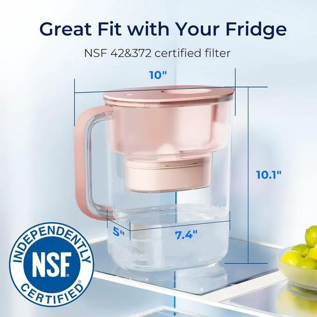 Alt view image 2 of 7 - Waterdrop PT-07R Water Filter Pitcher, 10-Cup, NSF Certified, Pink,200-Gallon Long-Life Filter, Improves Coffee & Tea Taste, Reduces PFOA/PFOS and Chlorine