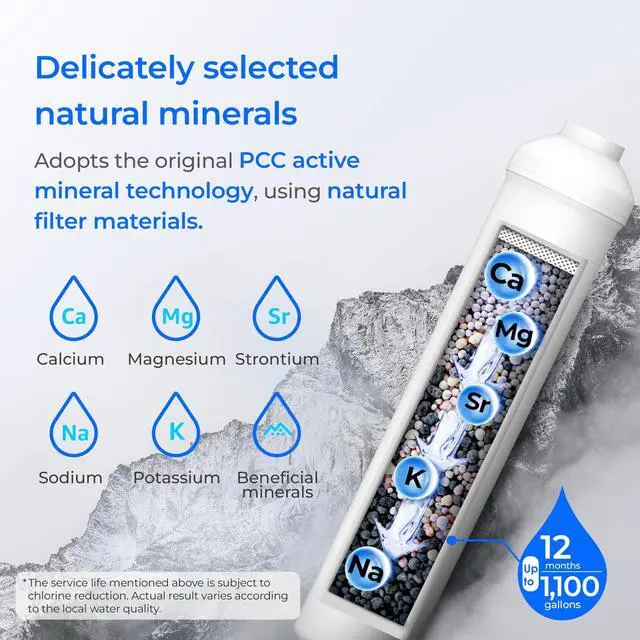 Alt view image 3 of 7 - Waterdrop MNR35 Remineralization Filter Compatible with Undersink RO System, 1/4" & 3/8" Quick Connect Filter for RO Water Filter, Restore Essential Minerals, 9-12 Month Lifetime, 1-Pack