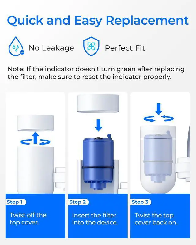 Alt view image 7 of 7 - Waterdrop Faucet Filter Replacement for PUR® Water Filter Replacement, Compatible with All PUR® Water Filter, PUR® PLUS RF9999® Faucet Water Filter