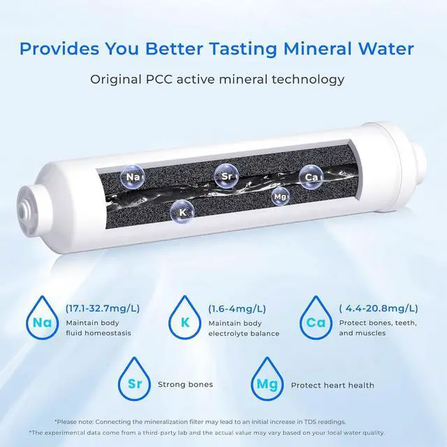 Alt view image 4 of 7 - Waterdrop MNR35 Remineralization Filter Compatible with Undersink RO System, 1/4" & 3/8" Quick Connect Filter for RO Water Filter, Restore Essential Minerals, 9-12 Month Lifetime, 1-Pack