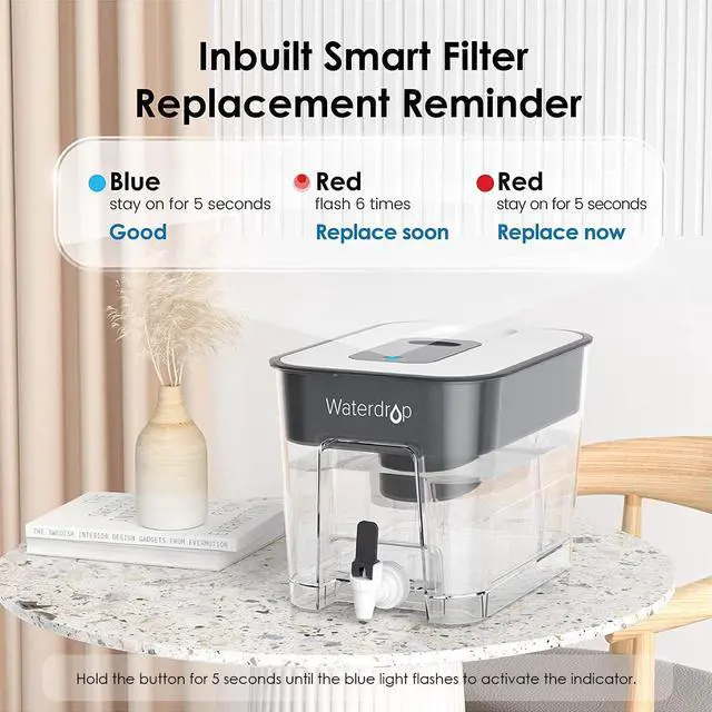 Alt view image 7 of 7 - Waterdrop WFD-22L Large Water Filter Dispenser, 40-Cup Capacity, Black,200-Gallon Long-Life, Water Filter Pitcher, Large Capacity, Reduces Chlorine, PFOA/PFOS and More, BPA Free