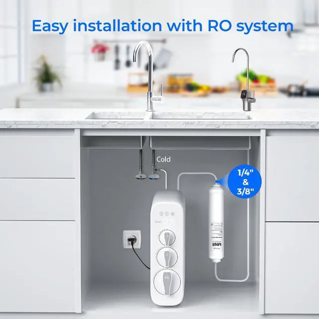 Alt view image 7 of 7 - Waterdrop MNR35 Remineralization Filter Compatible with Undersink RO System, 1/4" & 3/8" Quick Connect Filter for RO Water Filter, Restore Essential Minerals, 9-12 Month Lifetime, 1-Pack
