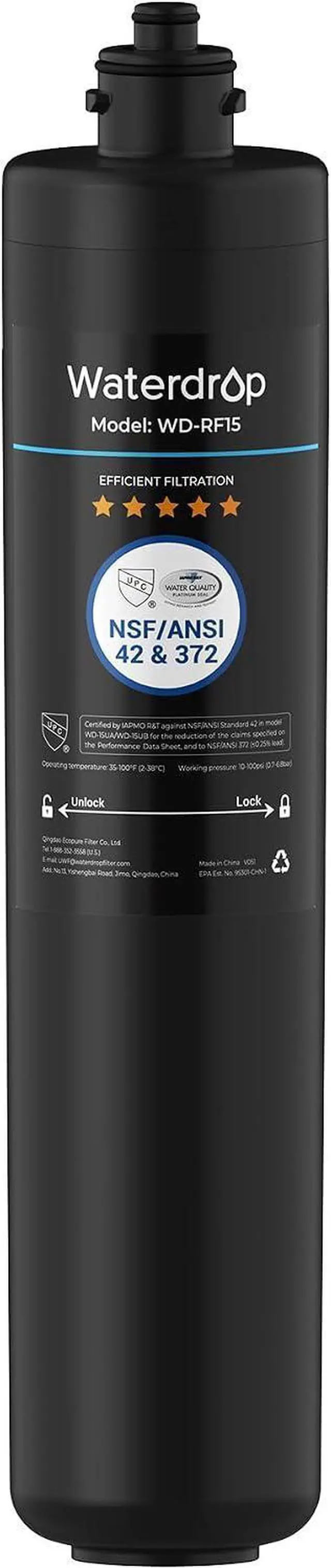 Main image of Waterdrop RF15 Water Filter Replacement for Waterdrop 15UA/15UB/15UC, Reduces PFOA/PFOS, PFAS, Lead, Chlorine, Bad Taste & Odor, Under Sink Water