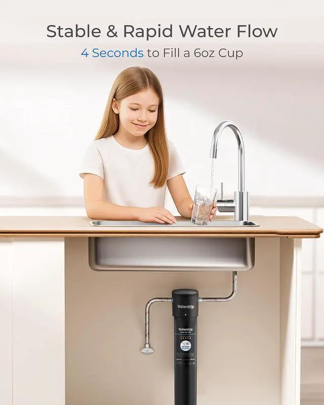 Alt view image 7 of 7 - Waterdrop RF15 Water Filter Replacement for Waterdrop 15UA/15UB/15UC, Reduces PFOA/PFOS, PFAS, Lead, Chlorine, Bad Taste & Odor, Under Sink Water