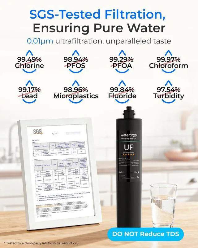 Alt view image 3 of 7 - Waterdrop RF15-UF Water Filter Replacement for WD-15UA-UF/15UB-UF/15UC-UF, Reduces Lead, Chlorine, Bad Taste & Odor, 0.01 m Under Sink Water Filter, 2 Years