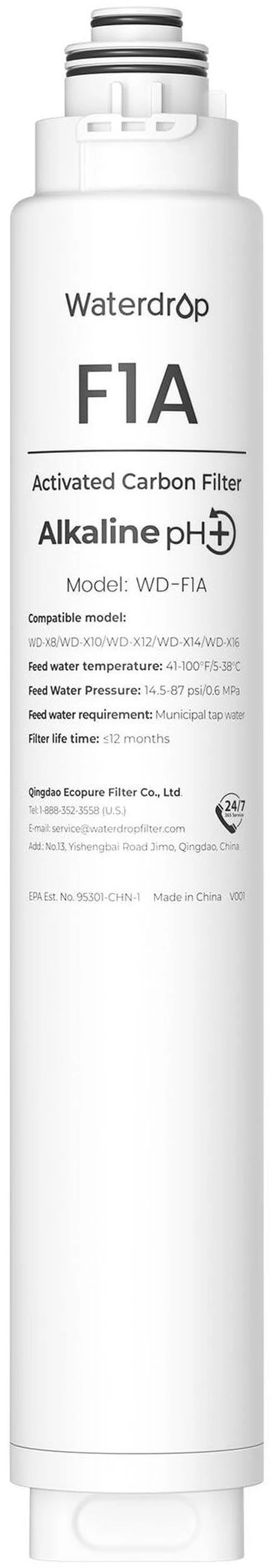 Main image of Waterdrop F1A Filter, Alkaline Mineral Added, 12-Month Lifetime, Replacement for X8-WAN & X12 & X12-WAB & X12-WAJ & X12-WAQ & X12-PRO & X16 & X16-BAS & X16-BAJ & X16-BAQ Tankless RO System